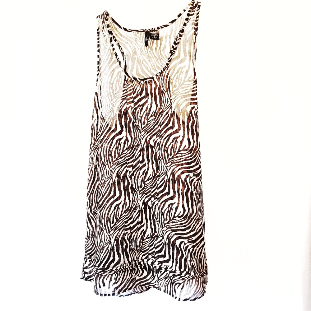 Kylie Sheer Animal Print Tank Top Cover Up Beach